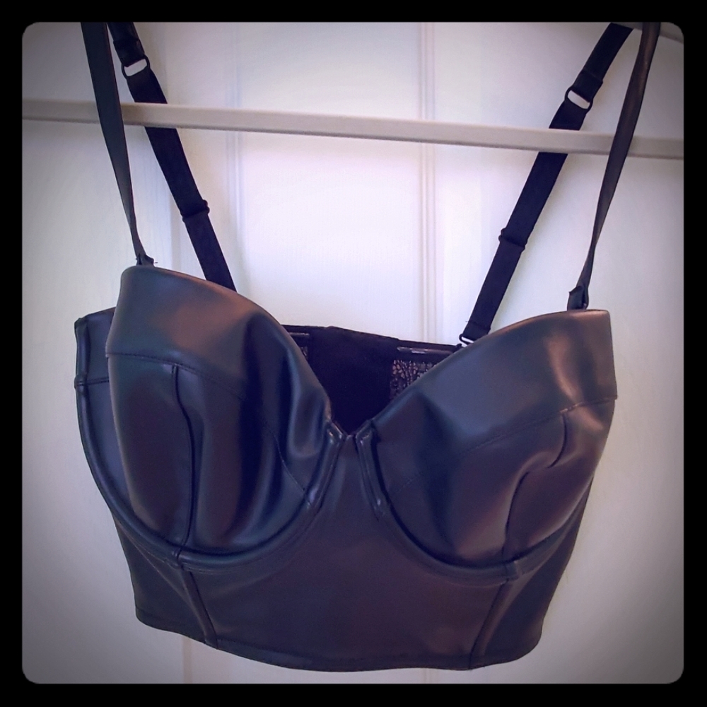 Sexy faux leather bra